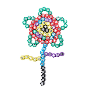 Perles colorées en forme de tournesol avec smiley disposées en motif floral pour bijoux