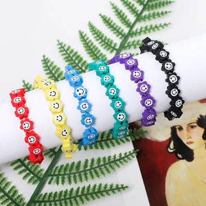 Bracelets de perles fleurs souriantes en argile polymère colorée pour bijoux faits main