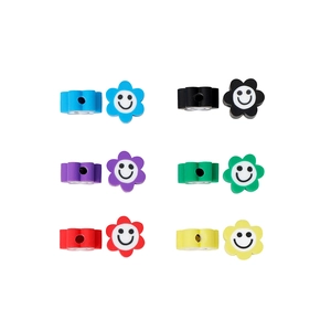 Perles fleurs souriantes en pâte polymère colorée pour fabrication de bijoux et bracelets