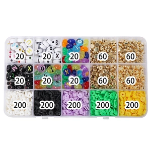 DIY Perlen-Set in 15-Fach Sortierbox mit Buchstabenperlen und bunten Heishi-Perlen