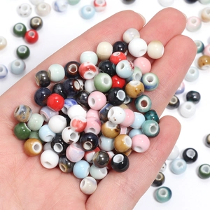 Mixed color glazed ceramic round beads for DIY handmade jewelry and beaded bracelet making
