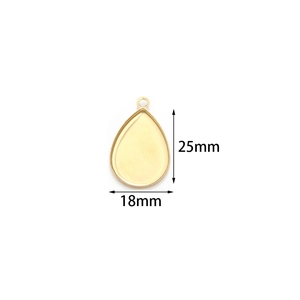 Gouden druppel roestvrijstalen hanger voor DIY sieraden, 18 mm x 25 mm maat