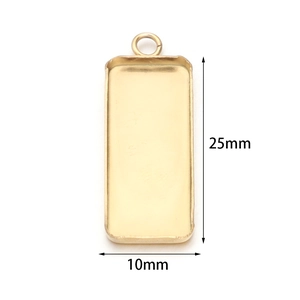 Detail van 25x10mm gouden rechthoekige rvs-hangerbasis voor doe-het-zelf sieraden
