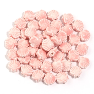 Rosa Keramik-Muschelperlen mit glasierter Oberfläche für handgefertigte DIY-Schmuck