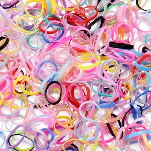 Macro shot of colorful high-elastic loom bands for DIY bracelet weaving and hair accessories