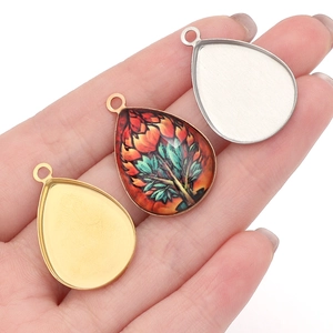Roestvrijstalen druppelvormige hangerbasis in goud en zilver voor DIY sieraden maken