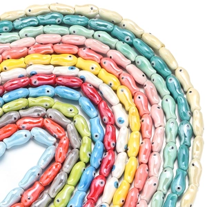 Cartoon Fish Shape Ceramic Beads Colored Glazed Animal Porcelain Loose Spacer Beads For DIY Jewelry Making Handmade Bracelet