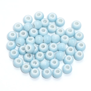Polished light blue round ceramic beads for DIY jewelry and bracelet weaving