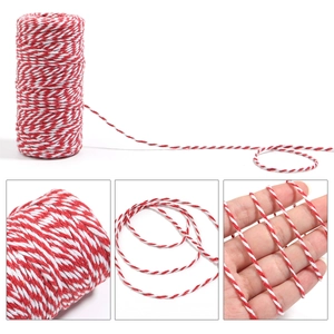 Cordino di cotone bicolore bianco e rosso 2mm per confezioni regalo e fai da te
