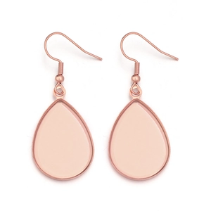 Detailed view of rose gold teardrop tray earring hooks for DIY jewelry making