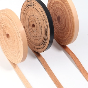 Flat genuine cowhide leather cords in three colors for DIY handicraft and weaving