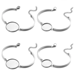 Roestvrijstalen DIY-armbandbasis met ronde bezelzetting en verlengketting voor sieraden