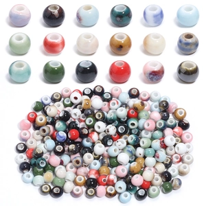 Ceramic Round Beads For DIY Jewelry Making Bracelet Necklace Handmade Craft Colorful Enamel Glazed Spacer Beads Accessories