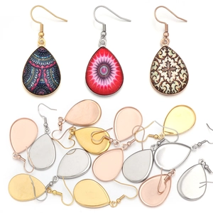 Stainless Steel Earring Hook Bezel Trays Teardrop Oval Rectangle DIY Jewelry Findings French Ear Hooks For Earring Making