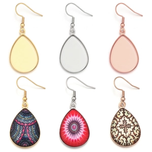 Stainless steel teardrop earring hooks in diverse bohemian patterns and solid finishes