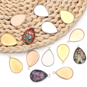 Roestvrijstalen druppelvormige hangerhouders met etnische patronen voor DIY-sieraden maken