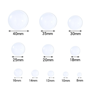 Various sizes of round clear glass cabochons for DIY jewelry making from 8mm to 40mm