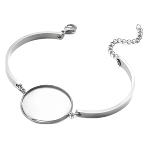 Verstelbare roestvrijstalen armband met grote ronde basis voor DIY-sieraden maken