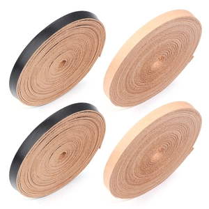 Black and tan square genuine leather cord rolls for DIY handicraft weaving and accessories