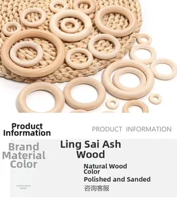 Polished natural lotus wood rings for DIY crafts and accessories on a woven mat