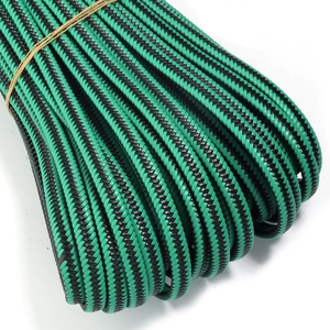 Detail of two-tone green and black 10-strand braided PU leather cord for DIY jewelry making
