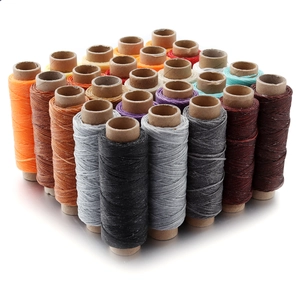 Detailanzeige bunter 150D Polyester-Flachwachsfaden-Spulen für DIY-Lederarbeiten und Nähen