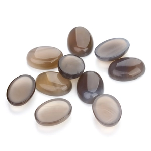 Φυσικά οβάλ γκρι αχάτη cabochons με γυαλισμένη επιφάνεια για δημιουργία κοσμημάτων