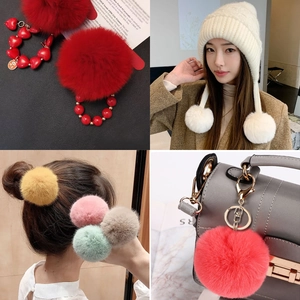 Real mink fur pom pom charms for bags and hats in assorted vibrant colors
