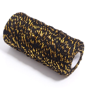 Cordino in cotone intrecciato nero e oro 2mm per confezioni regalo e gioielli fai da te