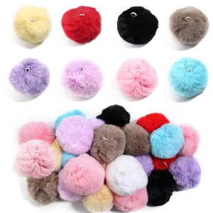 Colorful mink fur pompom charms with elastic loops for bag and jewelry decoration