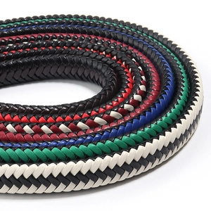 Braided PU leather cord bracelets in various colors with a cylindrical woven texture