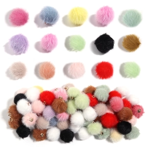 Colgantes de Bola de Piel de Visón Artificial Pequeños Pompones de Peluche Con Bucle de Metal para Hacer Joyas Pendientes DIY Accesorios de Ropa Juguetes