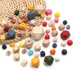 Cuentas de Madera Geométricas Octogonales Naturales Hemlock Haya Poliedro Cuentas Facetadas para Manualidades de Joyería DIY Decoración