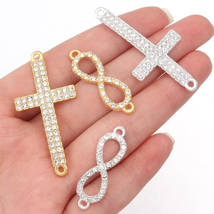 Kreuz und Unendlichkeit Verbinder in Gold und Silber mit Strass für DIY Schmuckherstellung
