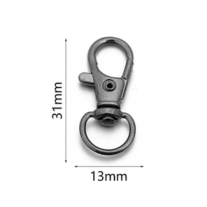 Mousqueton pivotant en alliage de zinc gris foncé de 31mm de haut avec anneau en D de 13mm