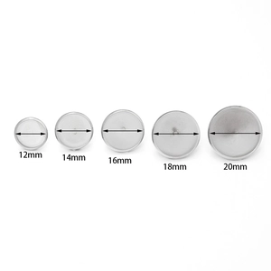 Set of 5 round stainless steel cufflink bases in sizes 12mm to 20mm for DIY jewelry