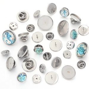 DIY stainless steel lapel pin kit with round base trays and sea animal patterns