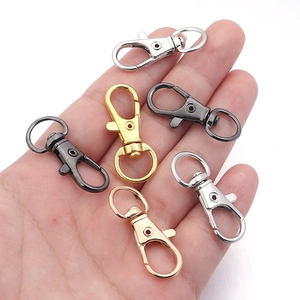 Fermoirs mousquetons en alliage de zinc or, argent et noir pour porte-clés DIY