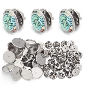 Stainless Steel Round Brooch Pin Base Blank Tray Blank Brooch Base With Butterfly Clasp Pin Back For DIY Jewelry Making Crafts