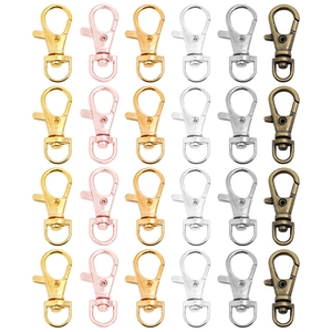 Lot de 24 fermoirs mousquetons pivotants en alliage de zinc en six couleurs métalliques