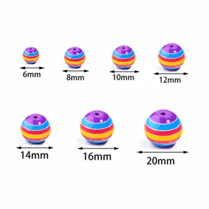 Striped resin beads in 6-20mm sizes showing candy colors and horizontal hole drill