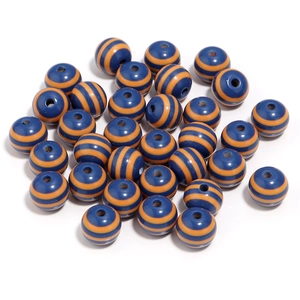 Close-up of 20mm colorful striped resin barrel beads with holes for DIY craft jewelry