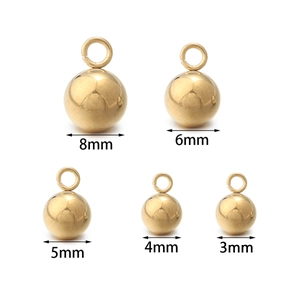 Pendentifs perles rondes en acier doré en cinq tailles pour la création de bijoux DIY