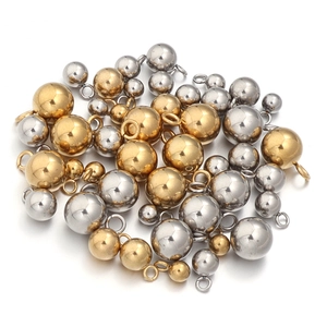 Perles rondes en acier inoxydable poli avec anneaux fermés pour la création de bijoux DIY