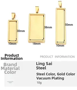 Detailed specs for stainless steel rectangular pendant trays in gold and silver finishes