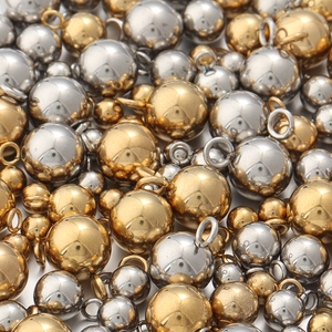 Pendentifs boules en acier inoxydable doré et argenté pour la fabrication de bijoux DIY