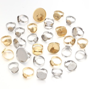 Close-up of adjustable stainless steel ring blank bases for DIY jewelry making
