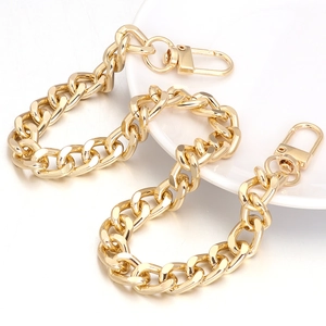 Polished gold aluminum curb chain strap with lobster clasps for DIY shoulder bags