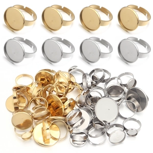 Adjustable Stainless Steel Round Ring Base For DIY Jewelry Making Bezel Settings Blank Tray Jewelry Component Gold Steel Color