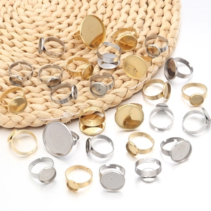 Detailed view of adjustable stainless steel ring blank bases for DIY jewelry making